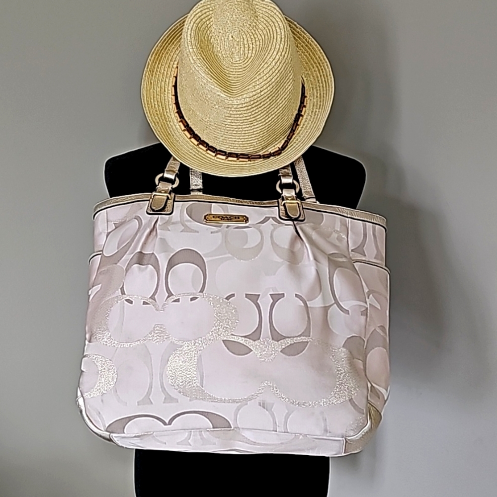 Gold-Tone Coach Signature Tote Bag - Picture 2 of 9